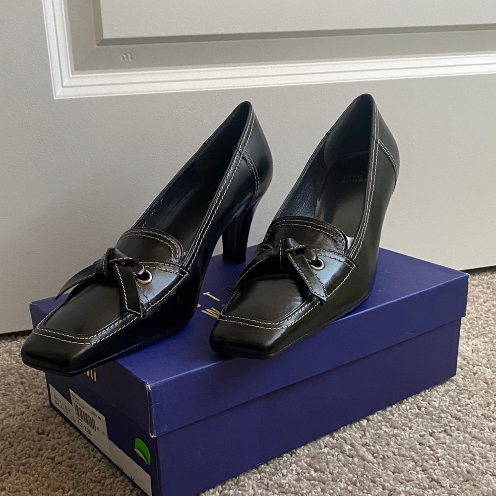 NWT Stuart Weitzman Black Leather Heels